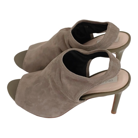 COLE HAAN Gray Suede Open-Toe Slingback Heel Size 6.5 - Picture 7 of 8
